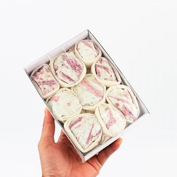 

Natural crystalline pink tourmaline rough stone Ore specimen box Educational scientific exploration Jewel box