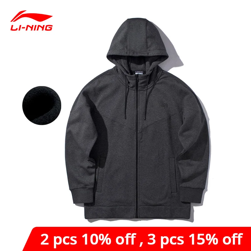 Мужская баскетбольная Толстовка Li Ning теплая зимняя флисовая толстовка 72% хлопок