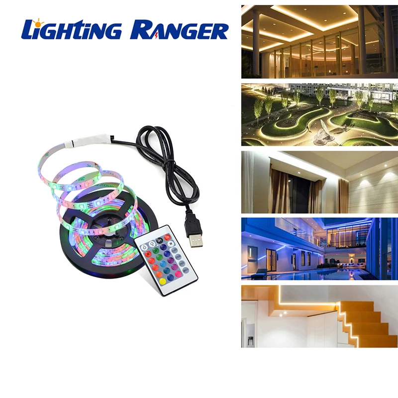 Светодиодная лента RGB SMD2835 гибкая лампа с дистанционным управлением USB 5 В