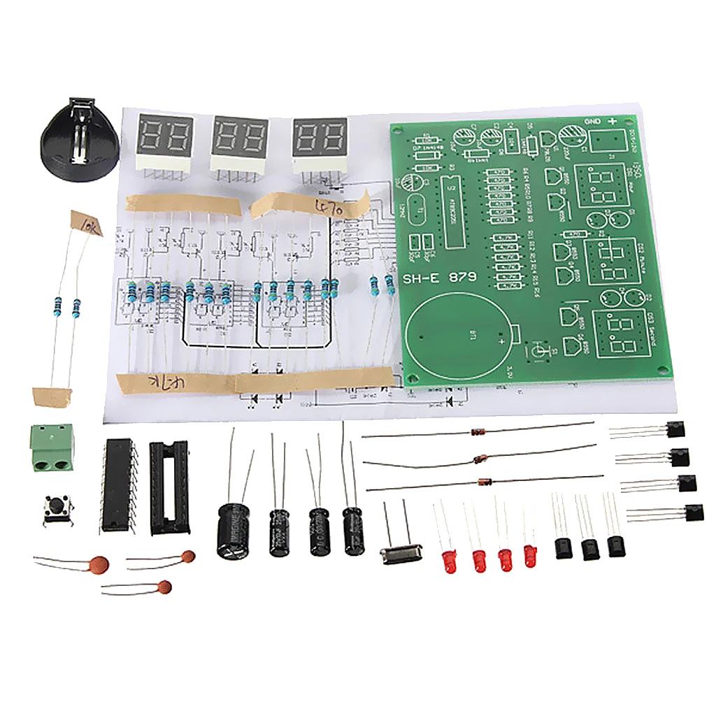 Kits 6 Bits Digital Electronic LED Clock Alarm Electronic Production Suite
