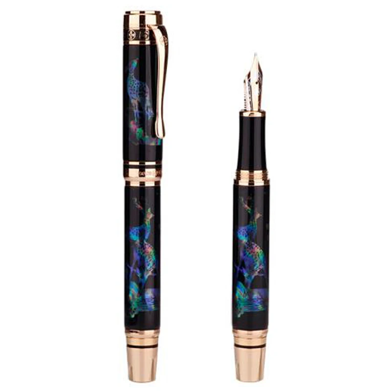 

HERO 18K Gold Collection Fountain Pen Limited Edition Deer Metal &Seashell Engraving Fine Nib 0.5mm Business Pen With Gift Box