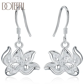

DOTEFFIL 925 Sterling Silver Flowers Drop Earrings For Women Lady Fashion Wedding Engagement Party Jewelry