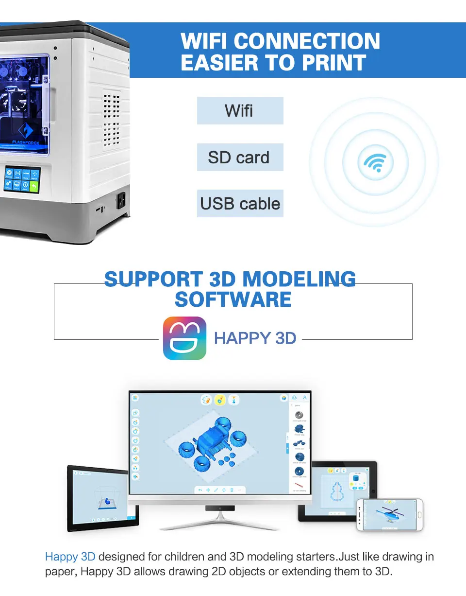 Flashforge Dreamer 3d принтер высокого качества экономичная версия двойной экструдер с 2 катушкой