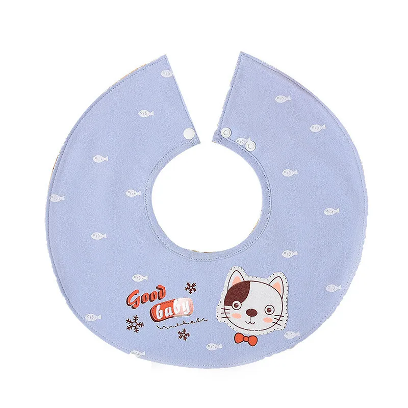 Animal Printed Baby Bandana Bibs 360 Degrees Newborn Boy Girl Absorbent Burp Cloths for Teething Saliva Towel Buckle Adjustable - Цвет: Blue