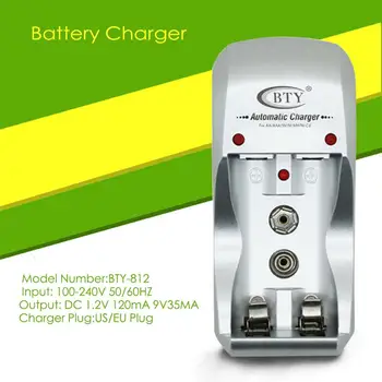 

2 Slots Rechargable Battery Charger Universal Easy-use for AA/AAA 9V Ni-MH Battery Smart Charger EU/US Plug Dropshipping