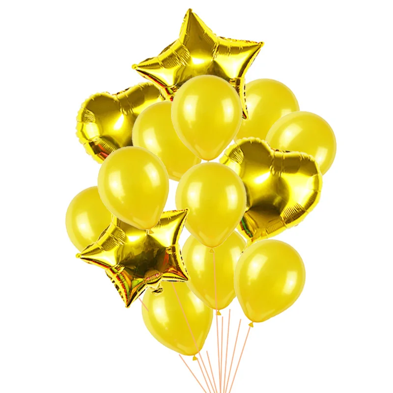14pcs/set Clear Confetti Latex Balloons Set Star Heart Shape Foil Balloon Birthday Party Decoration Kids Baby Shower Supplies