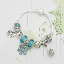 RANDORS оптовое зеленое, браслеты с брелоками для женщин, подвеска в форме снежинки браслет с изображением персонажей «холодного сердца», подарок на год