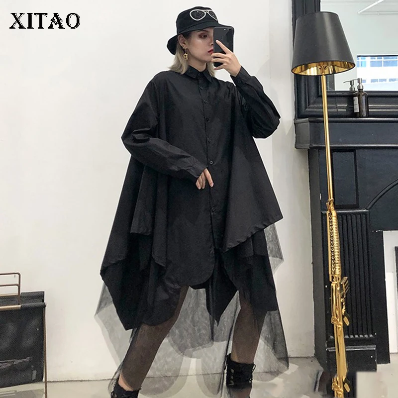 Рубашка XITAO женская винтажная с длинным рукавом и отложным воротником| |