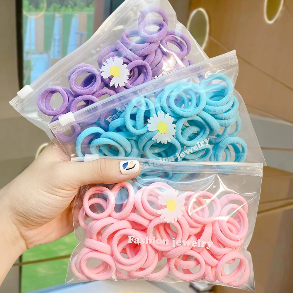 50Pcs/Pack Girls Colorful Nylon Small Elastic Hair Bands Ornament Ponytail Holder Kids Fashion Accessories | Аксессуары для одежды