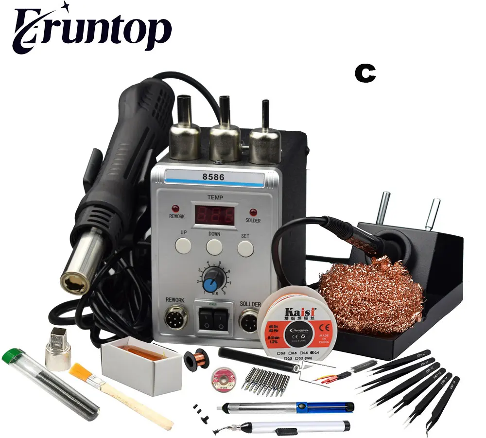 Eruntop 8586 Электрический паяльник+ DIY фена лучше SMD паяльная станция