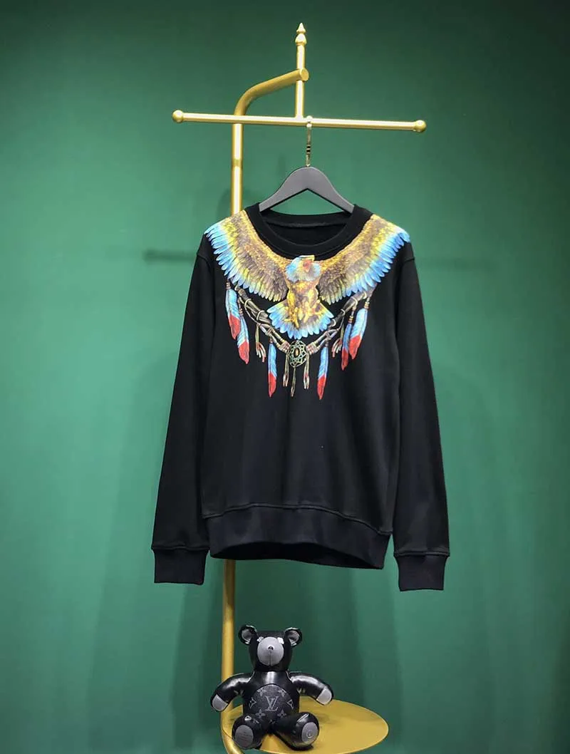 

Marcelo Burlon 3D Printed Eagle Loose Cotton Long Sleeve Sweatershirt 2019 New MB High Quality Men Women Wing Feathers Hoodie