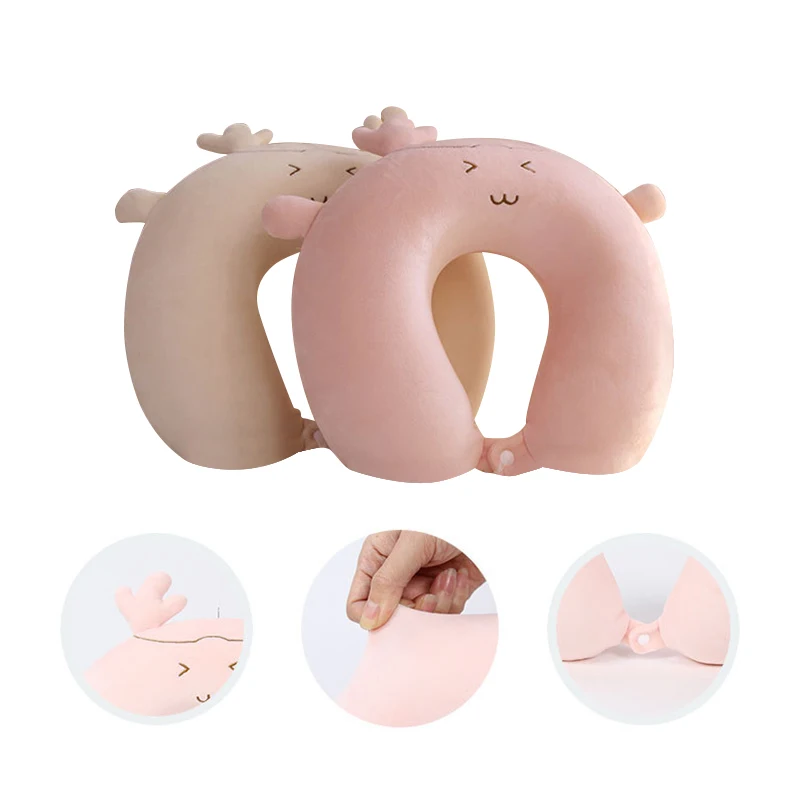 

New Cartoon U Shaped Memory Foam Neck Pillows Soft Slow Rebound Space Travel Pillow Solid Neck Cervical Healthcare Bedding