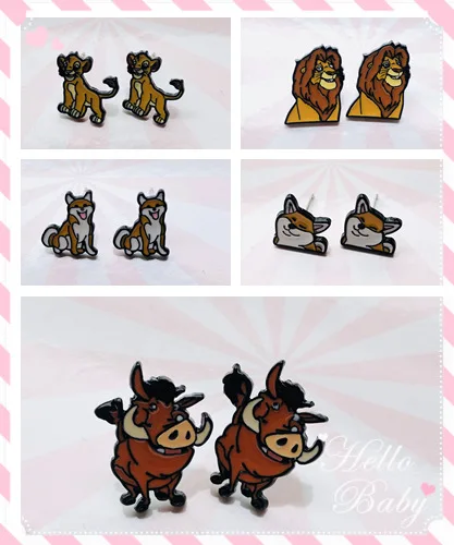 

Lion Series Fashion Anime Cartoon Earring Cute Animal Stud Earrings Women Girls Kids Jewelry Party Birthday New Gift