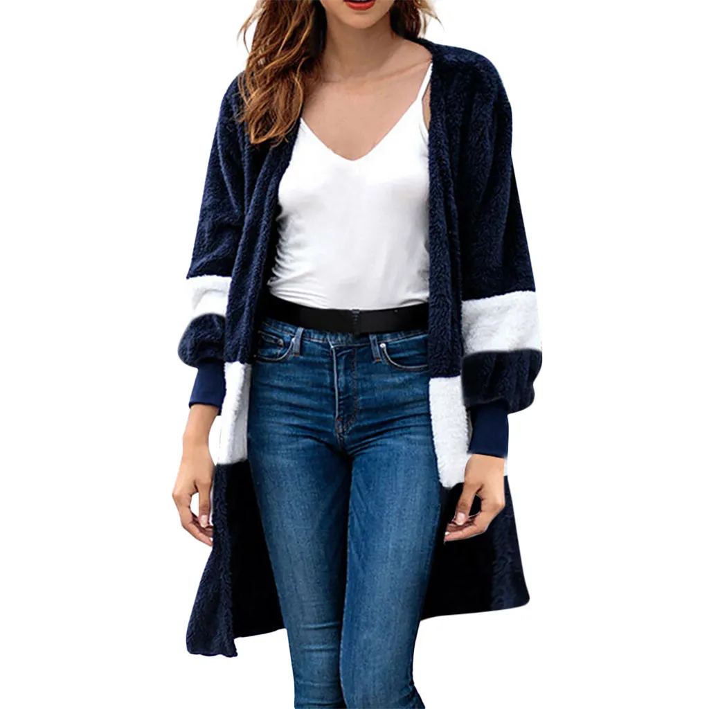 

SAGACE Fashion Women Long Sleeve Open Knitwear Patchwork Cardigans Printed Coat Polyester Pocket plus size women coat August 26