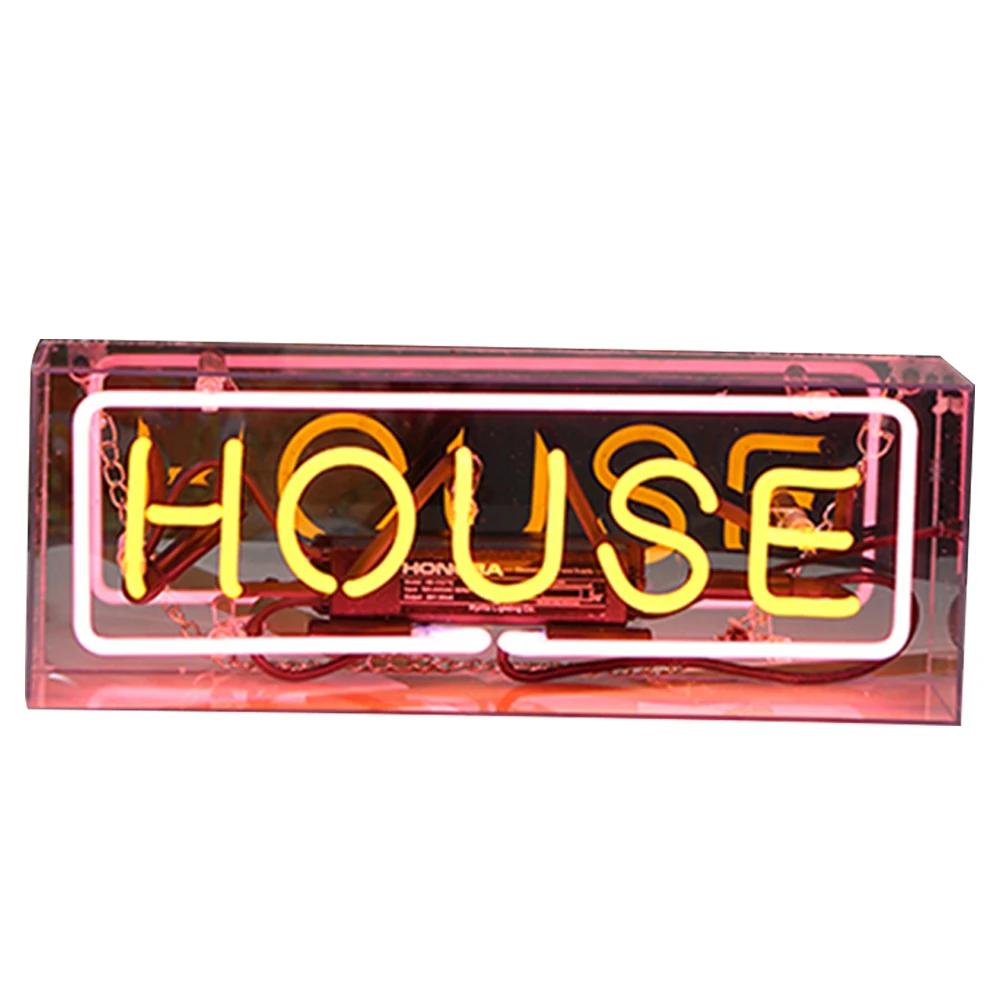 House Подарки ручной работы, доска для сообщений, вечерние декоративные лампы, акриловый светильник для спальни, свадебной атмосферы, коробка для дня рождения, неоновая вывеска - Испускаемый цвет: House