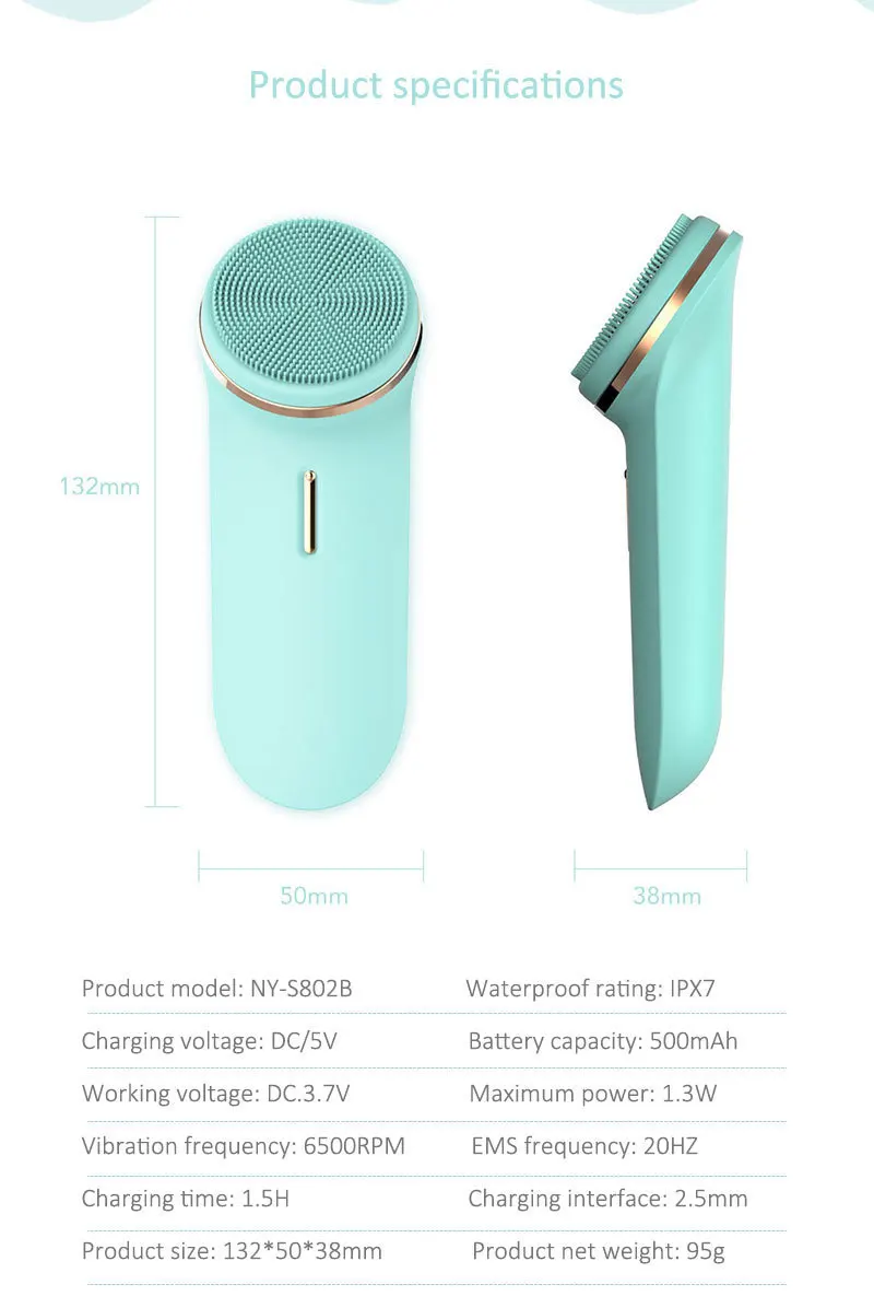 Очищающий косметический инструмент для лица EMS Многофункциональный Электрический силиконовый звук волна пример импортный