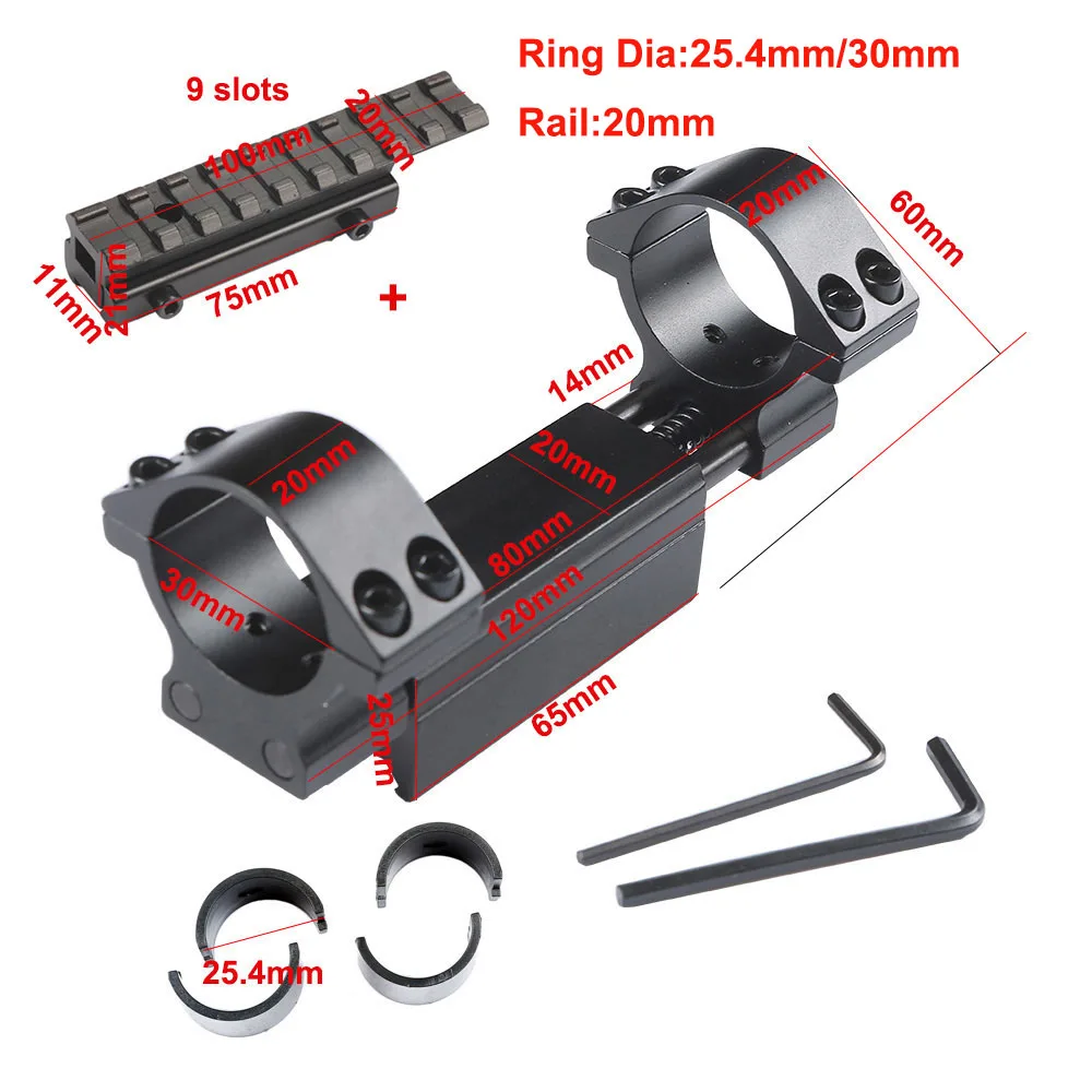 Крепление для винтовки Airgun 25,4 мм/30 мм кольцо с стоп-штифтом 11 мм/20 мм рельсовый прицел крепление ткацкий ласточкин хвост кольца с адаптером 11 мм - Цвет: Rail 20mm
