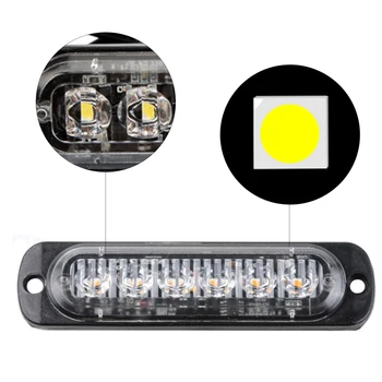 

12-24V 6 LED Strobe Signal Warning Light Bar Security Alarm Grill Surface Mount Lighthead Flashing Lamp Car Accessories