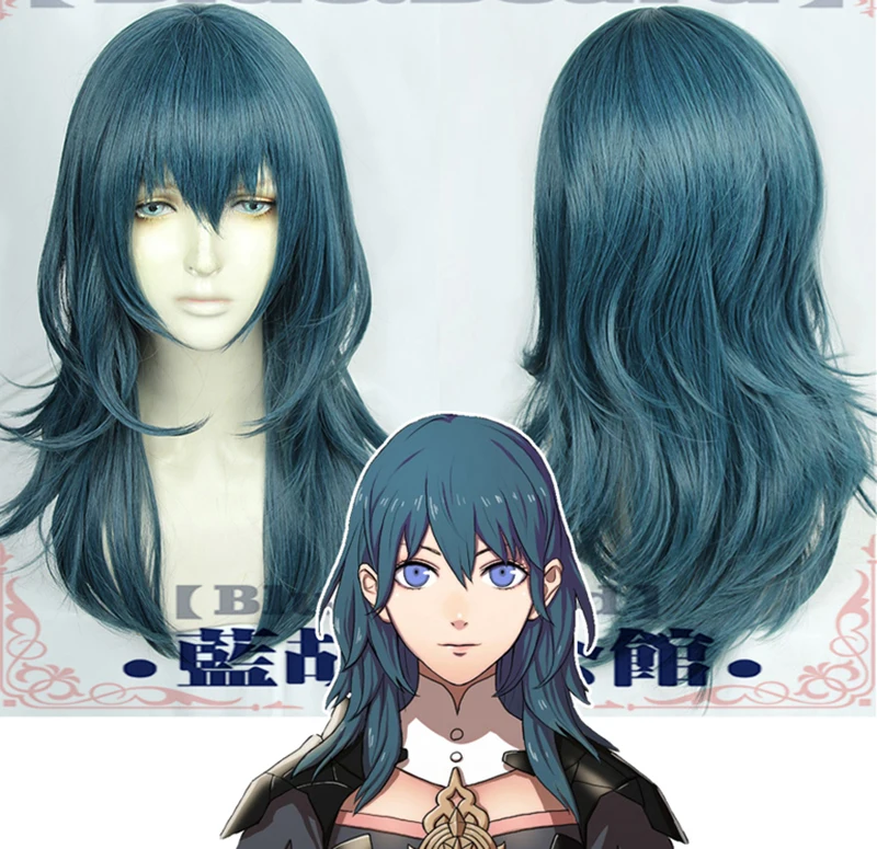 Fire Emblem ThreeHouses парик Byleth длинные Синий, прямой Жаростойкие накладные волосы Косплэй парики+ парик Кепки
