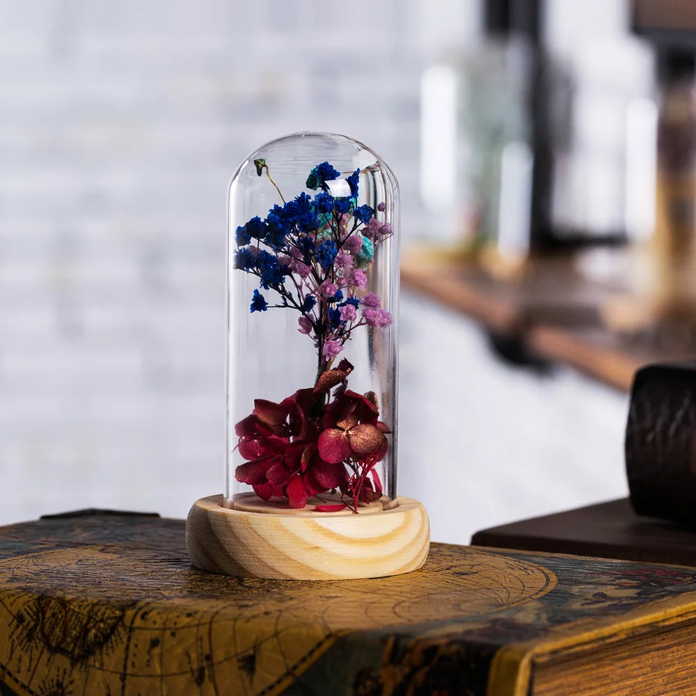 

Lovers' Day Valentine's Day Mini Creative Preserved Fresh Flower Glass Cover Decorations And Ornaments Creative Office Home Gift