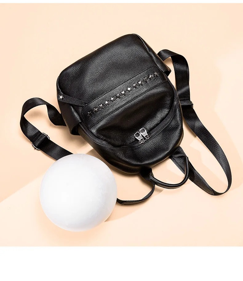 Women's Leather Backpack Trend New High Quality Book Bag Fashion Stars Wild Large Capacity Soft Leather Backpack