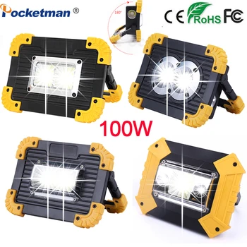 

100W Portable Spotlight search light flashlight tortch COB Work Light power by 2*18650 Rechargeable 3*AA Battery for camp Repair