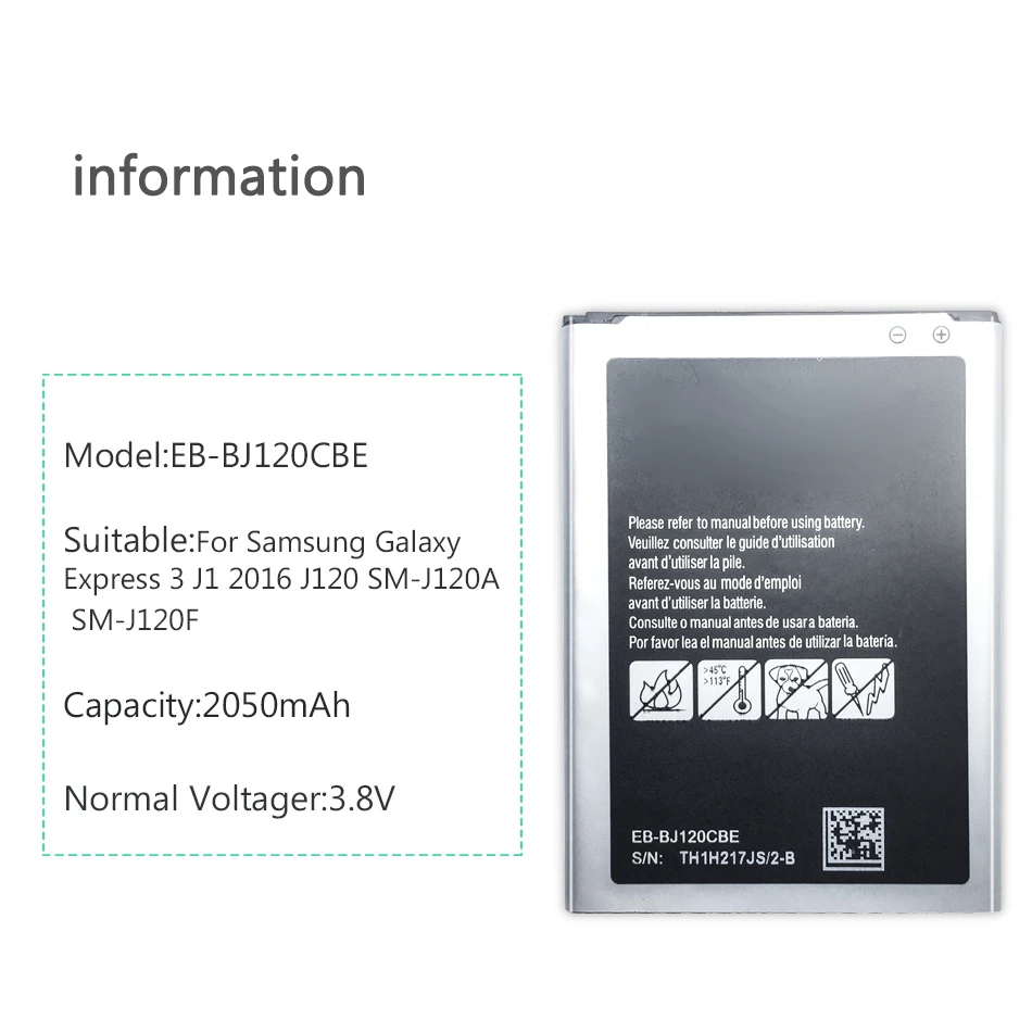 Battery EB-BJ120CBE For Samsung Galaxy J1() J120 J120F J120A J120T 2050mAh Capacity EB BJ120CBE Battery