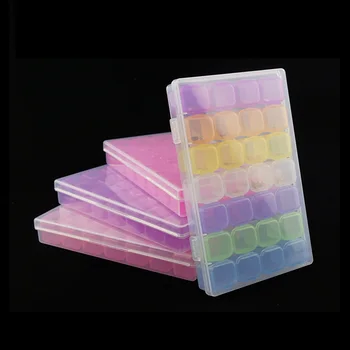

1 pc 28 Slots Plastic Empty Storage Case Nail Art Glitter Rhinestone Box Manicure Tools Crystal Gems Dispaly Container Organizer