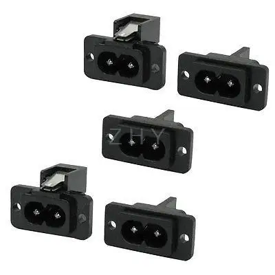 

5 Pcs AC 250V 2.5A IEC320 C8 Screw Mount Inlet Plug Power Socket Black
