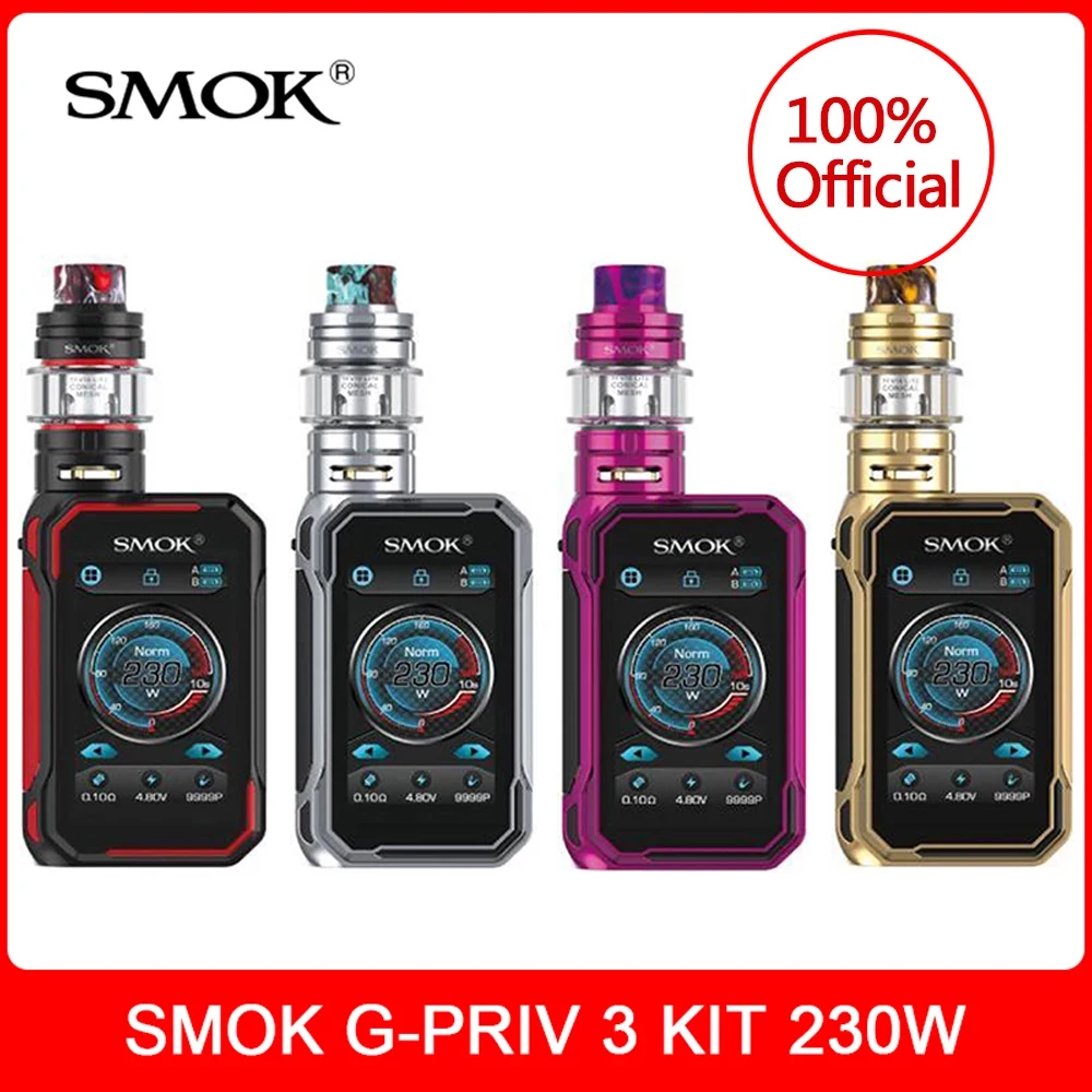 В наличии! Электронная сигарета SMOK G Priv 3 Kit 230W TFV16 Lite Tank 5ml Dual Mesh коническая сетка
