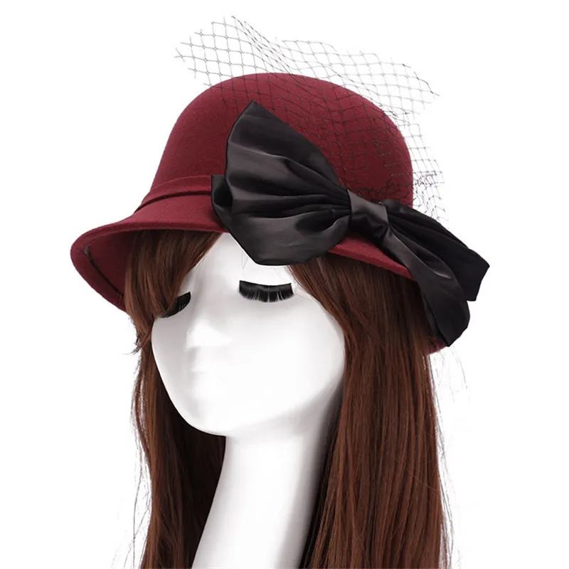 Новое поступление осенне-зимняя дамская шляпа Федора короткий край с бантиком Fedora шляпа для женщин 5 цветов шляпа ведра