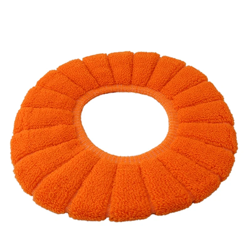 Практичное домашнее О-образное плюшевое зимнее теплое удобное хлопковое пушистое мягкое сиденье для унитаза Couvercle WC туалетная крышка с подогревом - Цвет: orange