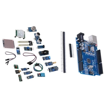 

1Set New Starter Kit UNO R3 Mini Breadboard LED Jumper Wire Button for Arduino & 16 in 1 Modules Sensor Kit Project Super Starte