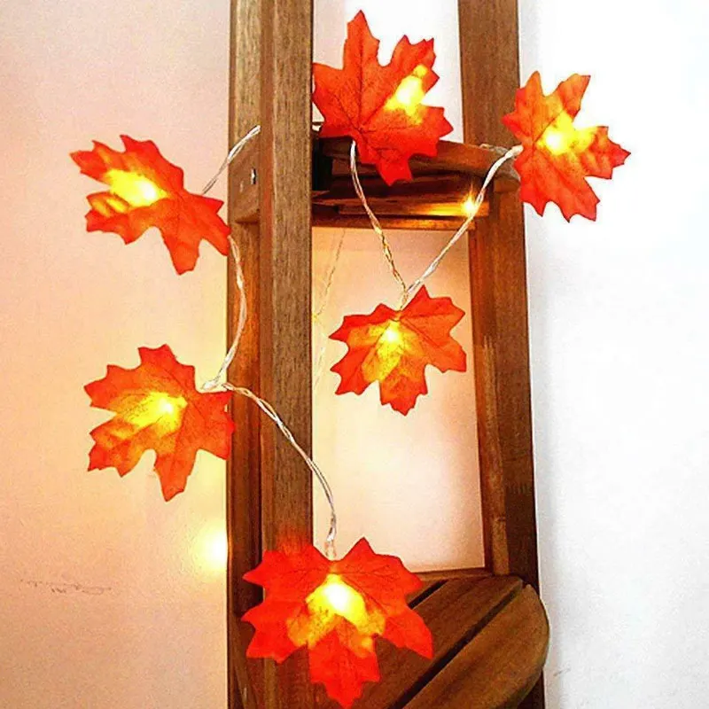 Светодиоды кленовый лист фея StringLight Осенняя гирлянда лампа Осенняя Свадебная вечеринка Крытый Decor_WK