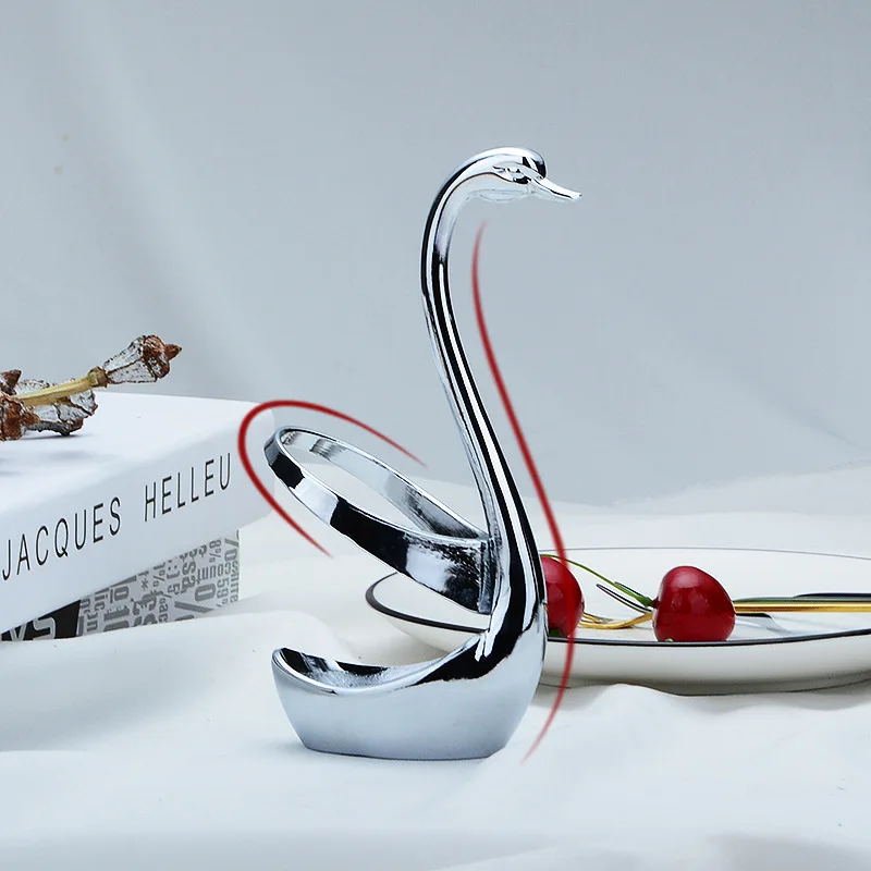 Zinc Alloy Creative Swan Base Dessert Tableware Fruit Fork Sign Placed Decoration bai jian pin Customizable