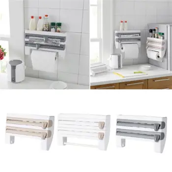 

Multifunctional Kitchen Film Sauce Bottle Storage Rack Paper Dispenser Preservative Film Rack Home Kitchen Accessory