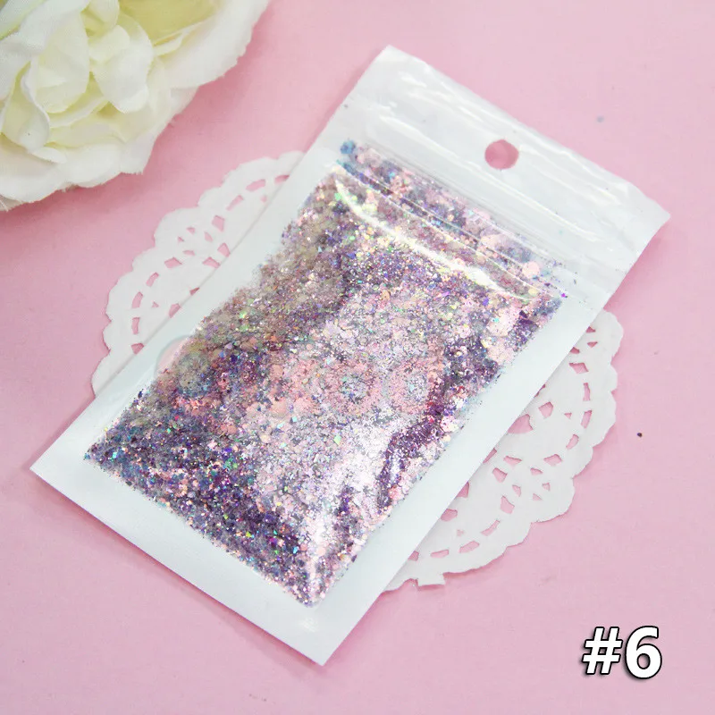 10 г/шестигранный блеск DIY лак для ногтей клей гель слизи наполнитель подарок для детей Звезда Сердце шестигранник блесток Декор Аксессуары игрушки - Цвет: Gift 6