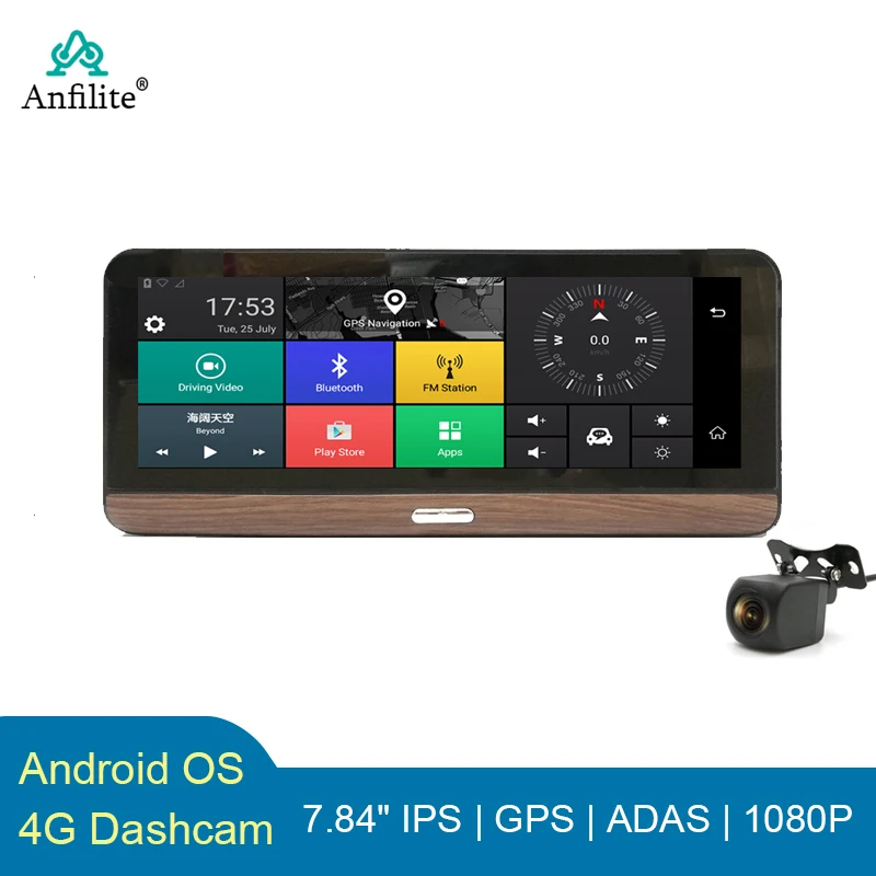 Anfilite Автомобильный видеорегистратор Dashcam 4G ADAS Android 8 дюймов центральная консоль GPS