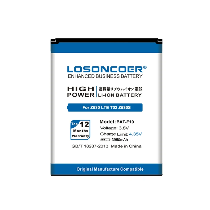 Аккумулятор LOSONCOER BAT E10 3950 мАч ICP9375870L1 (1ICP4/58/71) для Acer Liquid Z530S T02 Z530 LTE сменный литий