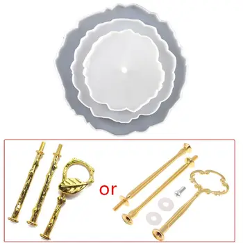 

3 Tier Cake Fruit Food Plate Stand Resin Casting Mold Irregular Fruit Disc Mold J78F