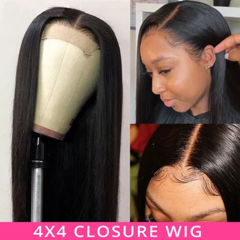 

4x4 Closure Wig Indian Hair Lace Front Human Hair Wigs 13*4 Lace Front Human Hair Wigs With Baby Hair Bleach Knots