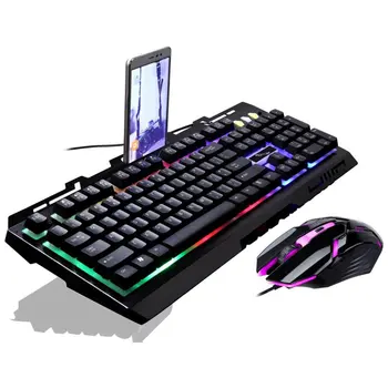 

G700 Game Luminous Wired USB Mouse and Keyboard Suit With Rainbow Backlight LED Lights Mechanical Keyboard Gaming Mouse