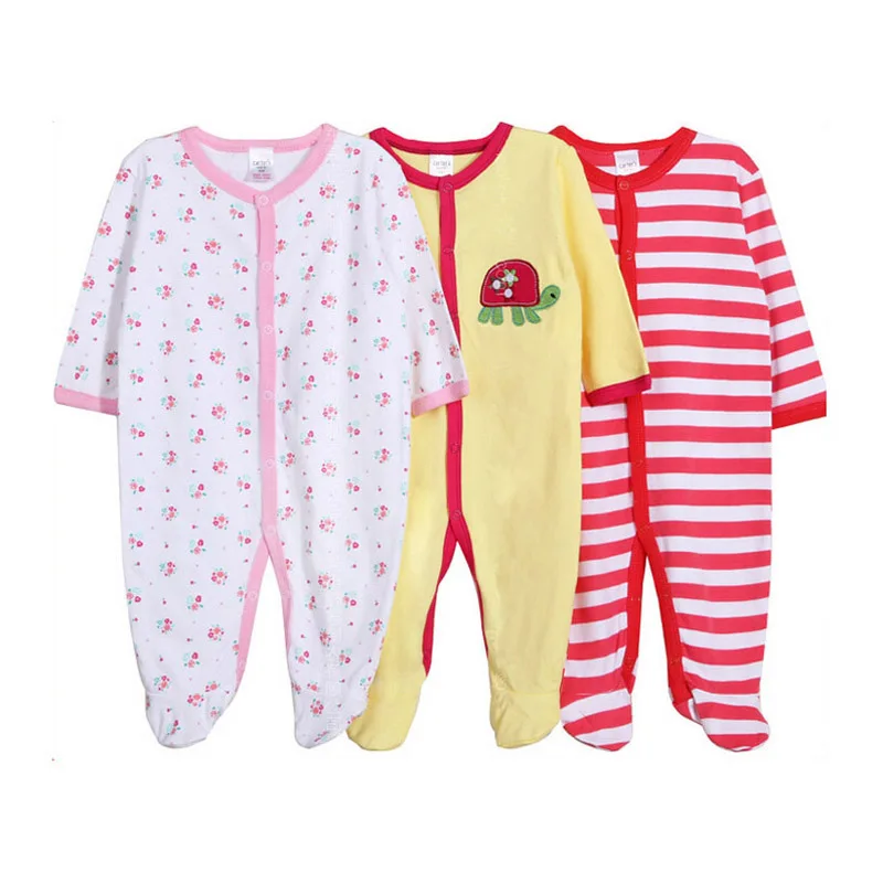 Winter Baby Clothes Cotton Baby Footie Infant Newborn Boy and Girl Pajamas Soft 3pc/lot Long Sleeve Boys Clothes