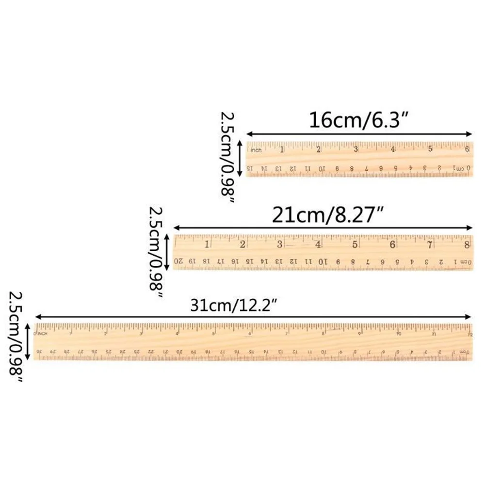 Selling 15cm 20cm 30cm Log Wooden Ruler Wooden Ruler Double Sided 
