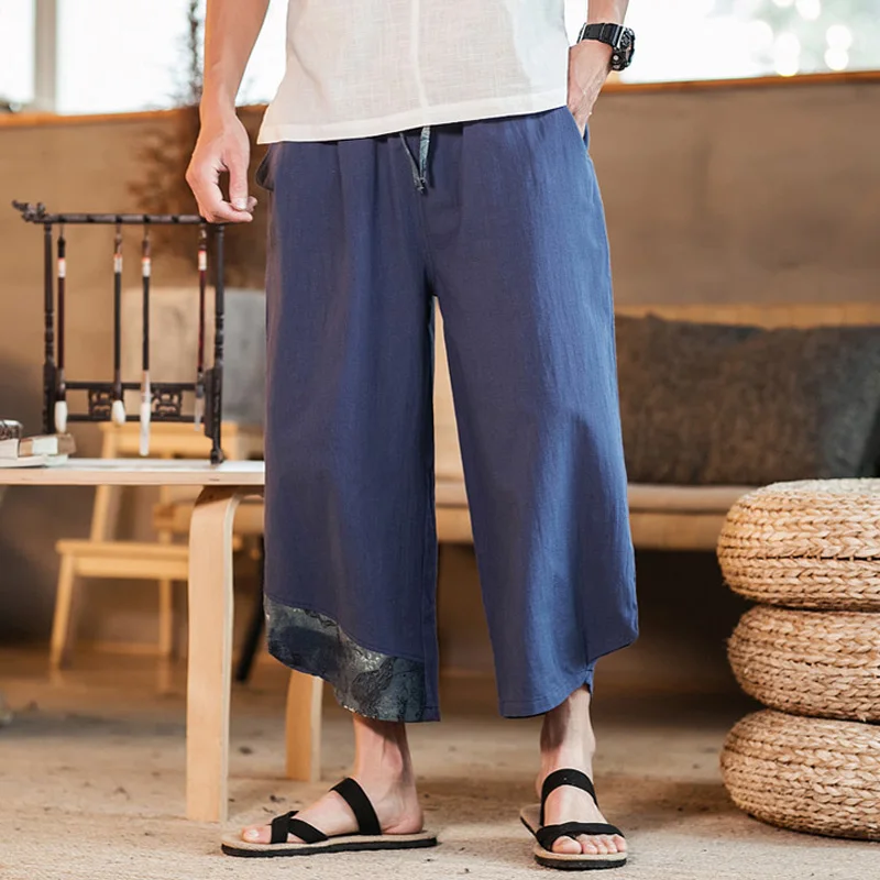 Шаровары мужские s хлопковые и выложенные Твердые Джоггеры мужские Harajuku Свободные модные высококачественные брюки пляжные крутые брюки