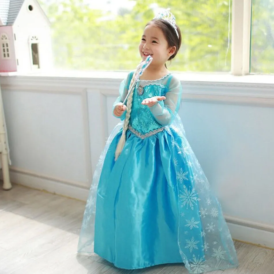 Girls Elsa Anna Dress Snow Queen Princess Costume Kids Baby Girl Cosplay Birthday Party Christmas Fancy 3-10 Years |