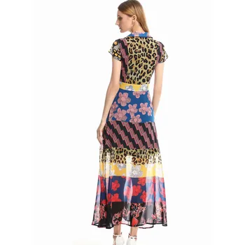 

HIGH QUALITY Newest Fashion 2020 Runway Dress Women's Beach Style V collar Short Sleeve Vintage Floral Long Dresss