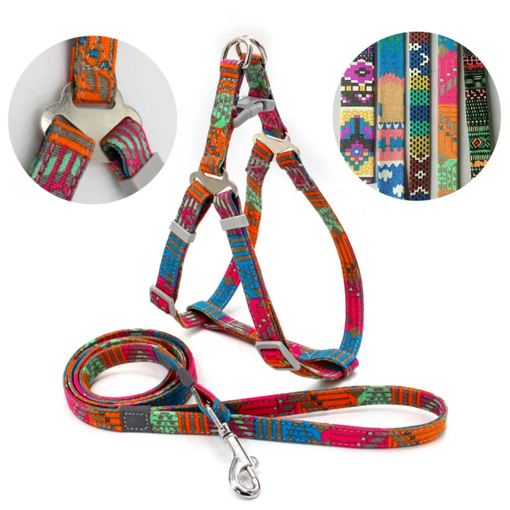Поводок и поводок для собак модный принт регулируемые канавы питомцев 1 2 м