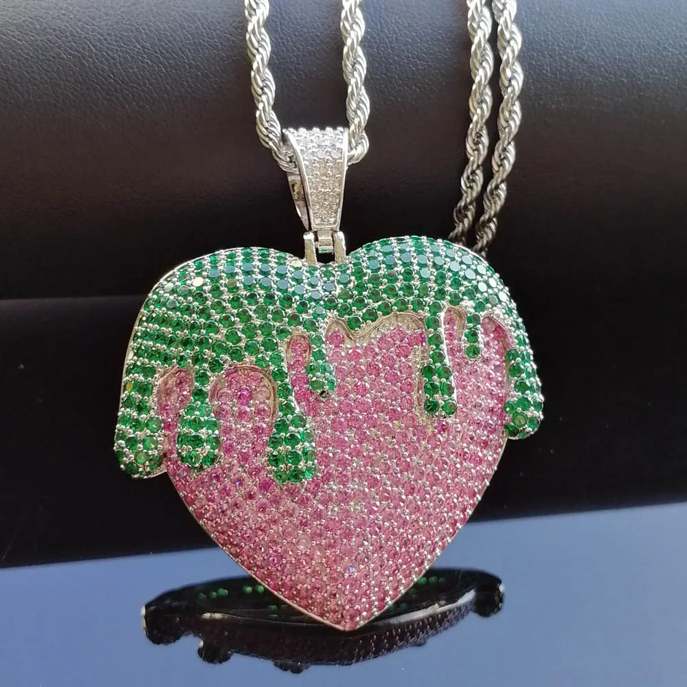 Bling Большие Подвески клубника Для мужчин и Для женщин Цепочки и ожерелья блестящие украшения подарок CN504
