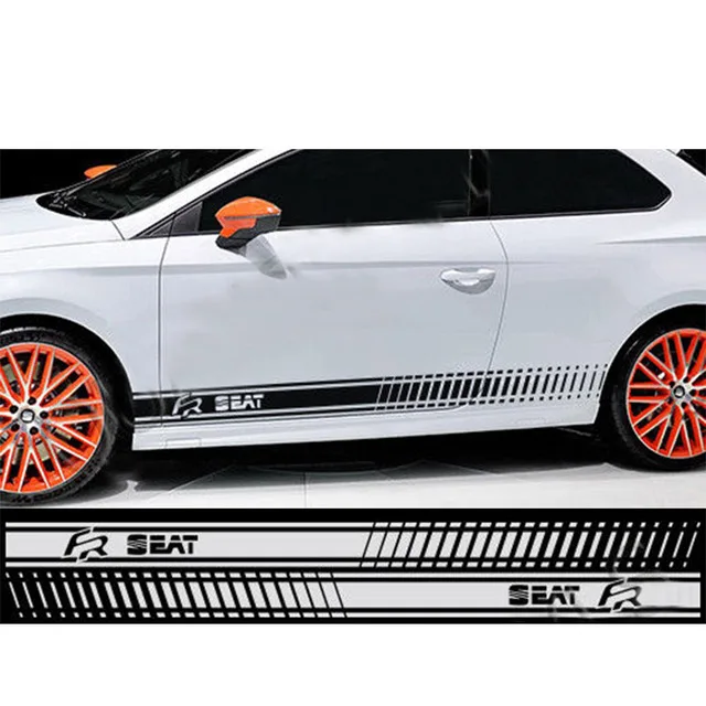 Черный 2 шт. глянцевая черная Автомобильная боковая юбка, автомобильная наклейка, Авто спортивный стиль, виниловая Автомобильная Классическая наклейка на тело, наклейка для RS195 - Название цвета: Черный